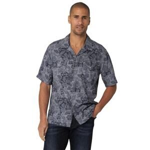 Wrangler Men’s Coconut Cowboy Snap Button Camp Shirt Blue Size XXL TTG